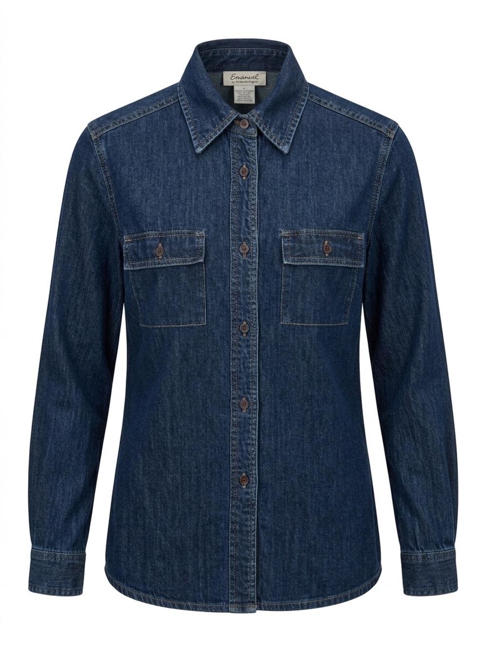 Emanuel by Emanuel Ungaro Dark Wash Denim Button-Down Shirt Excellent Condition - Picture 2 of 2